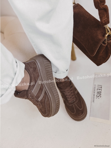 Czekoladowe sneakersy damskie LUNO II na platformie